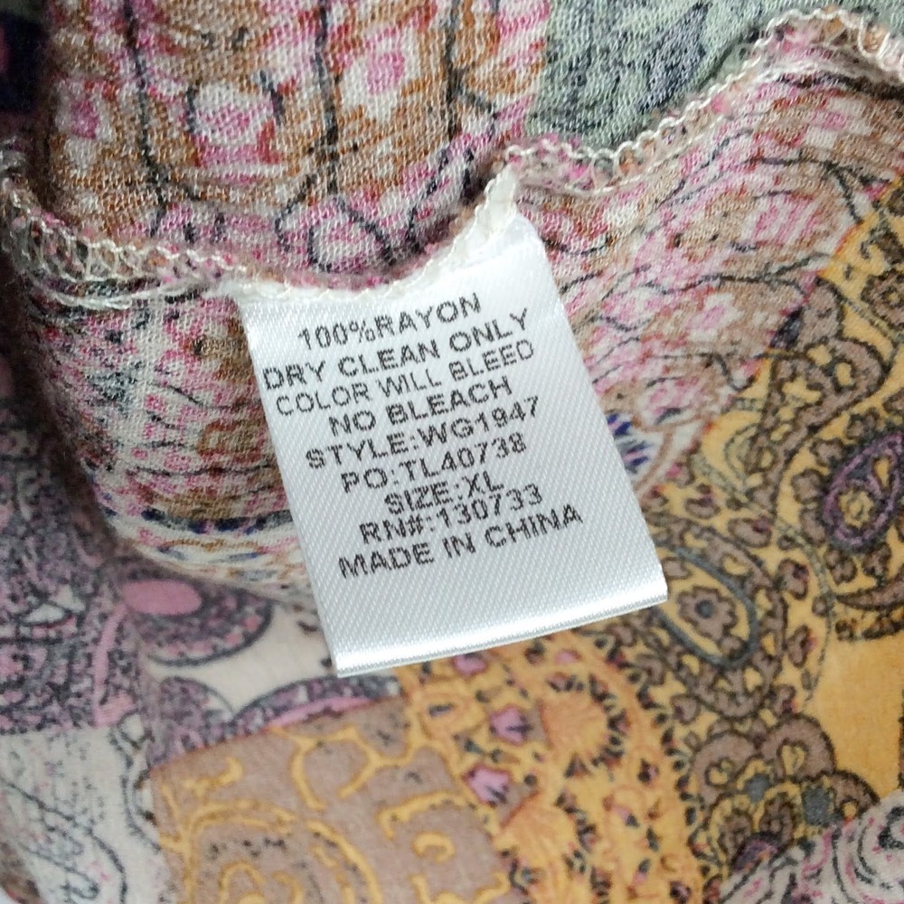 Umgee Patchwork Floral Paisley Mini Dress Women's Size XL Long Sleeve Boho - Picture 8 of 8